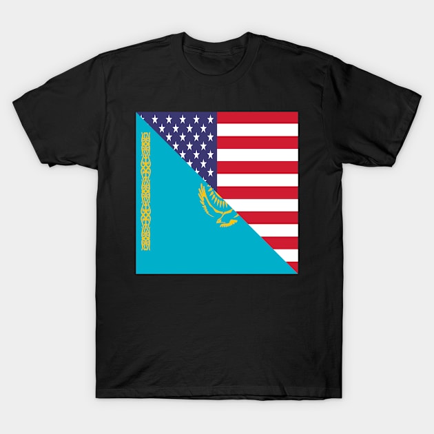 Kazakhstan American Flag USA T-Shirt by ReddBLVD